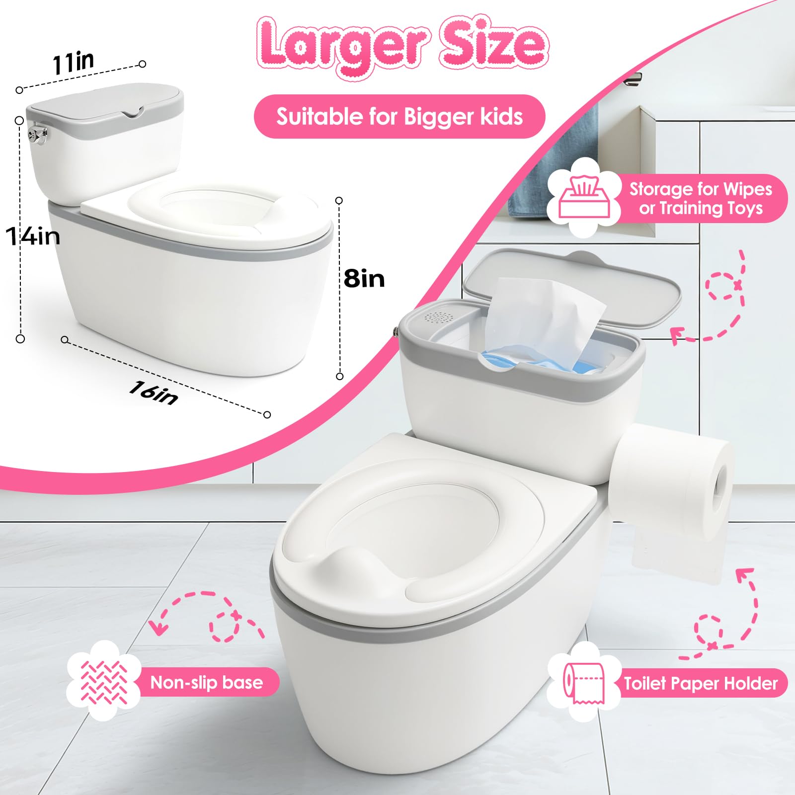 TOSGN paper holder keeps toilet paper within toddler reach.
