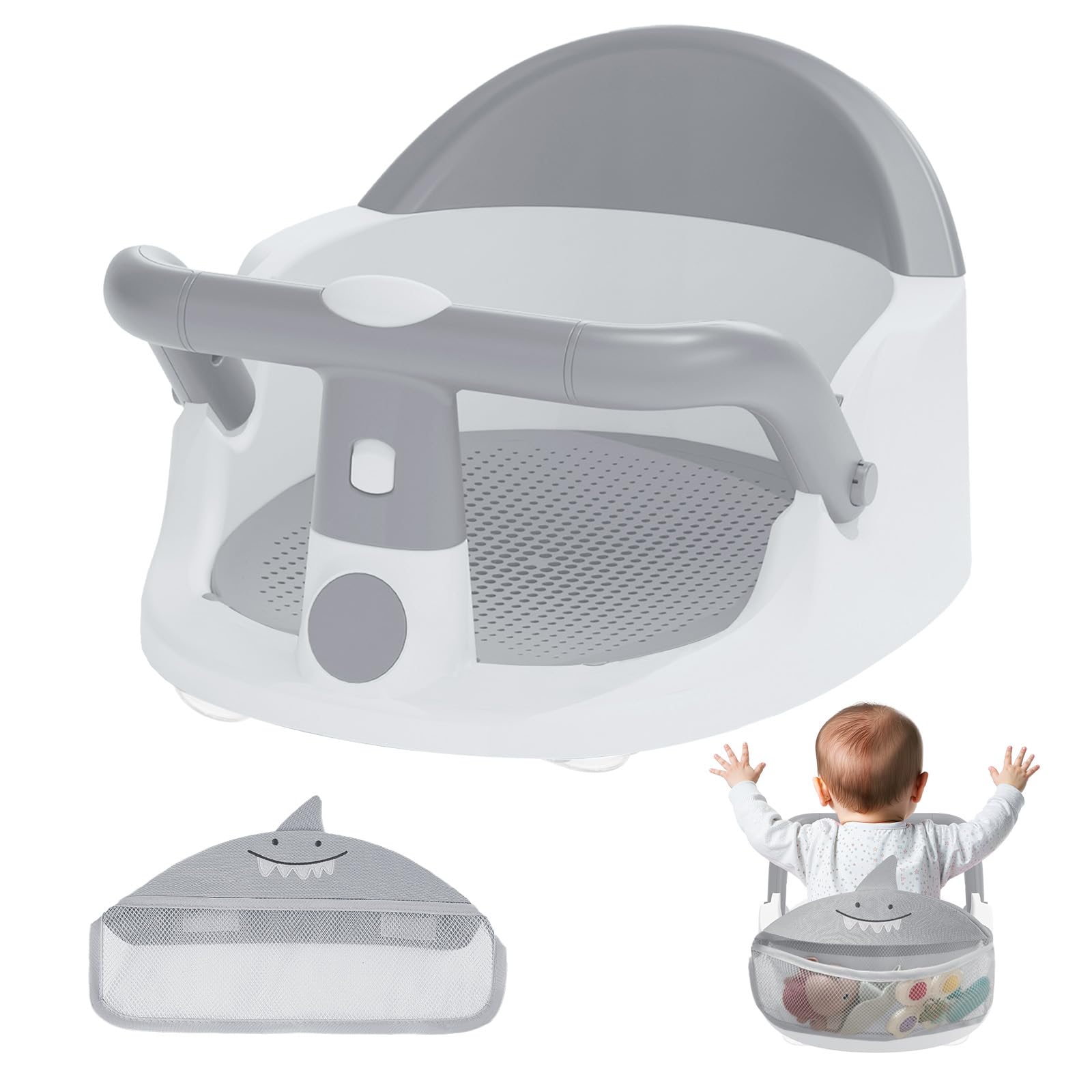 TOSGN Baby Bath Seat with ergonomic backrest for comfortable bathing