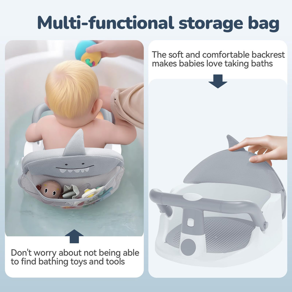 TOSGN Foldable baby bath seat shown in compact setup for travel