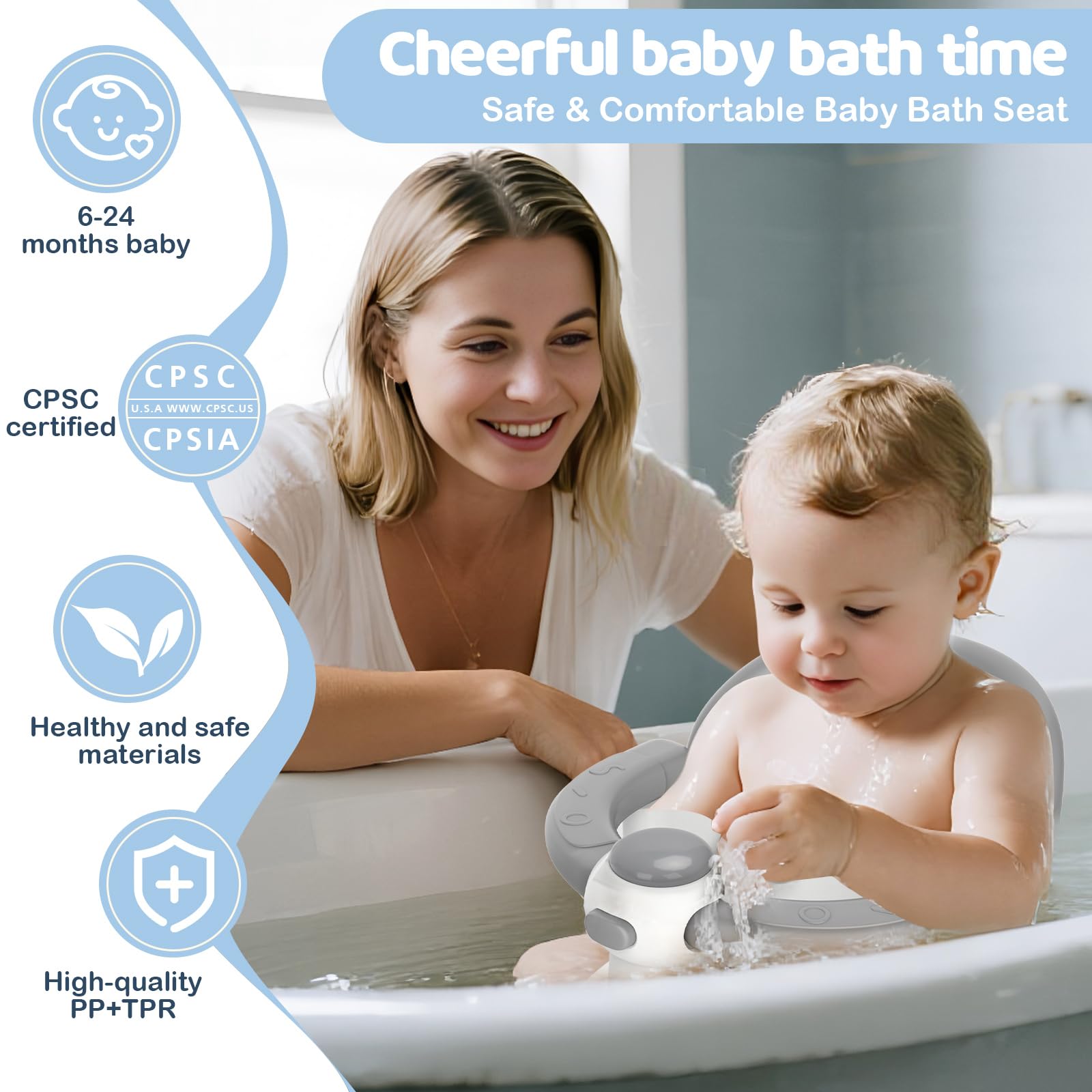 TOSGN baby bath seat folded compact view for easy storage and travel