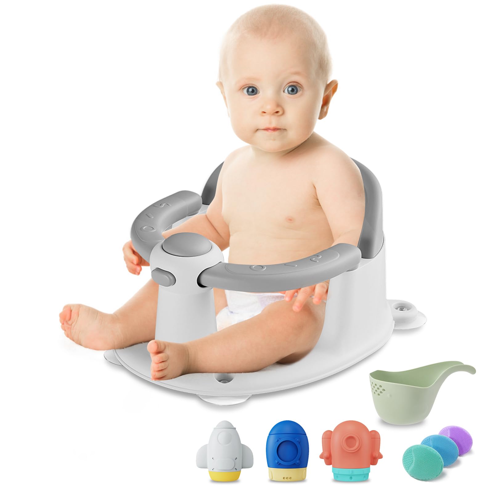 TOSGN baby bath seat front view showing sturdy, safe design