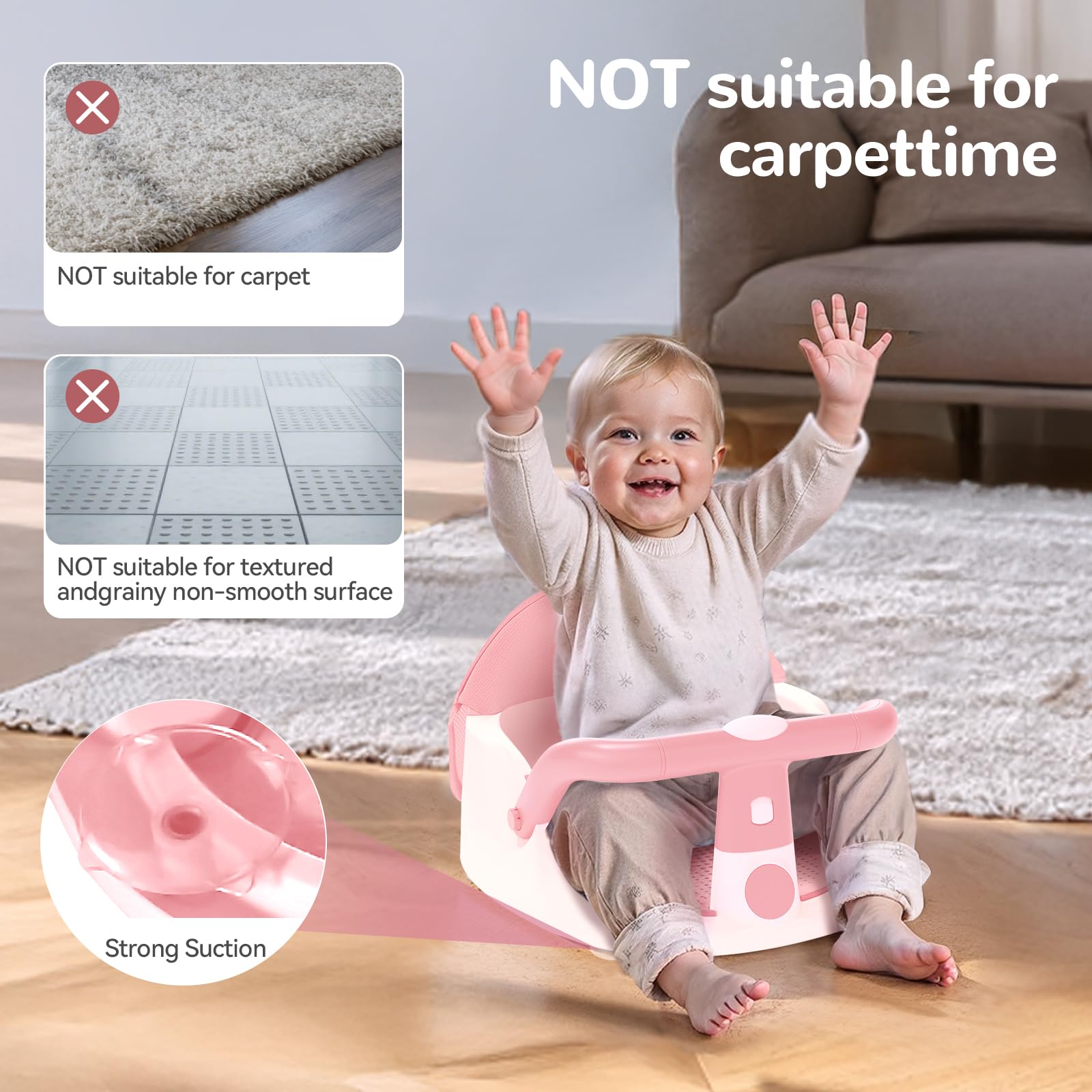 TOSGN baby bath seat pink color variant appealing and easy to spot