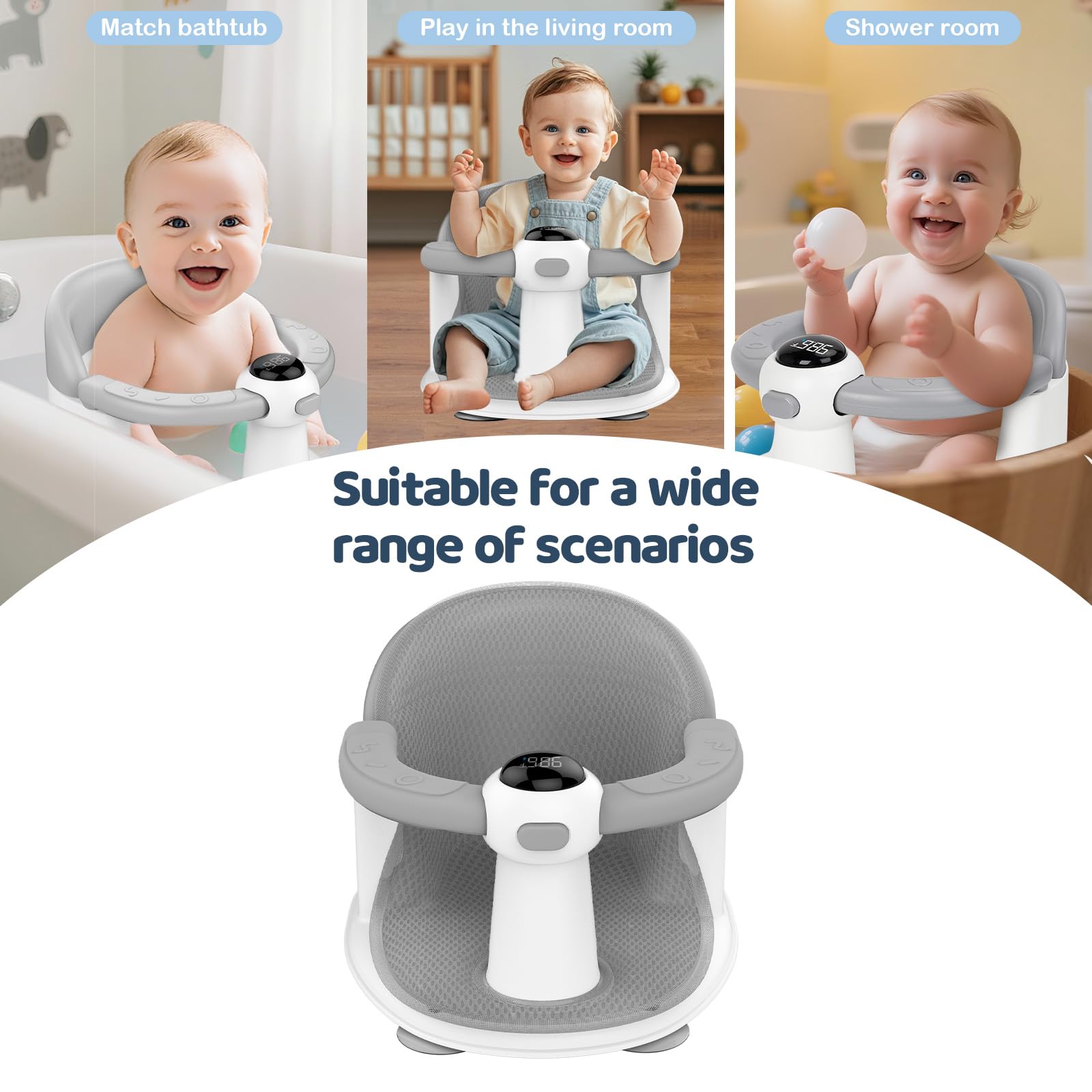 TOSGN portable bath seat suitable for home use or travel.