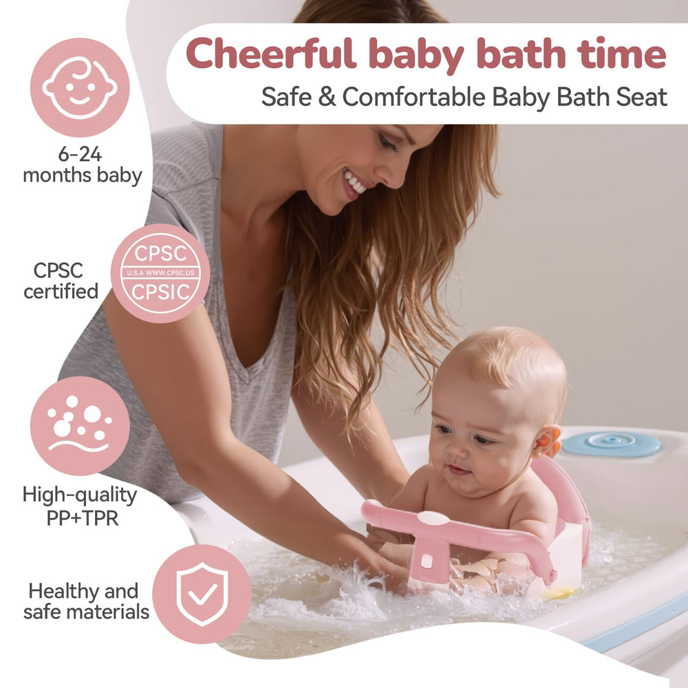 TOSGN baby bath seat side view highlighting backrest and armrests
