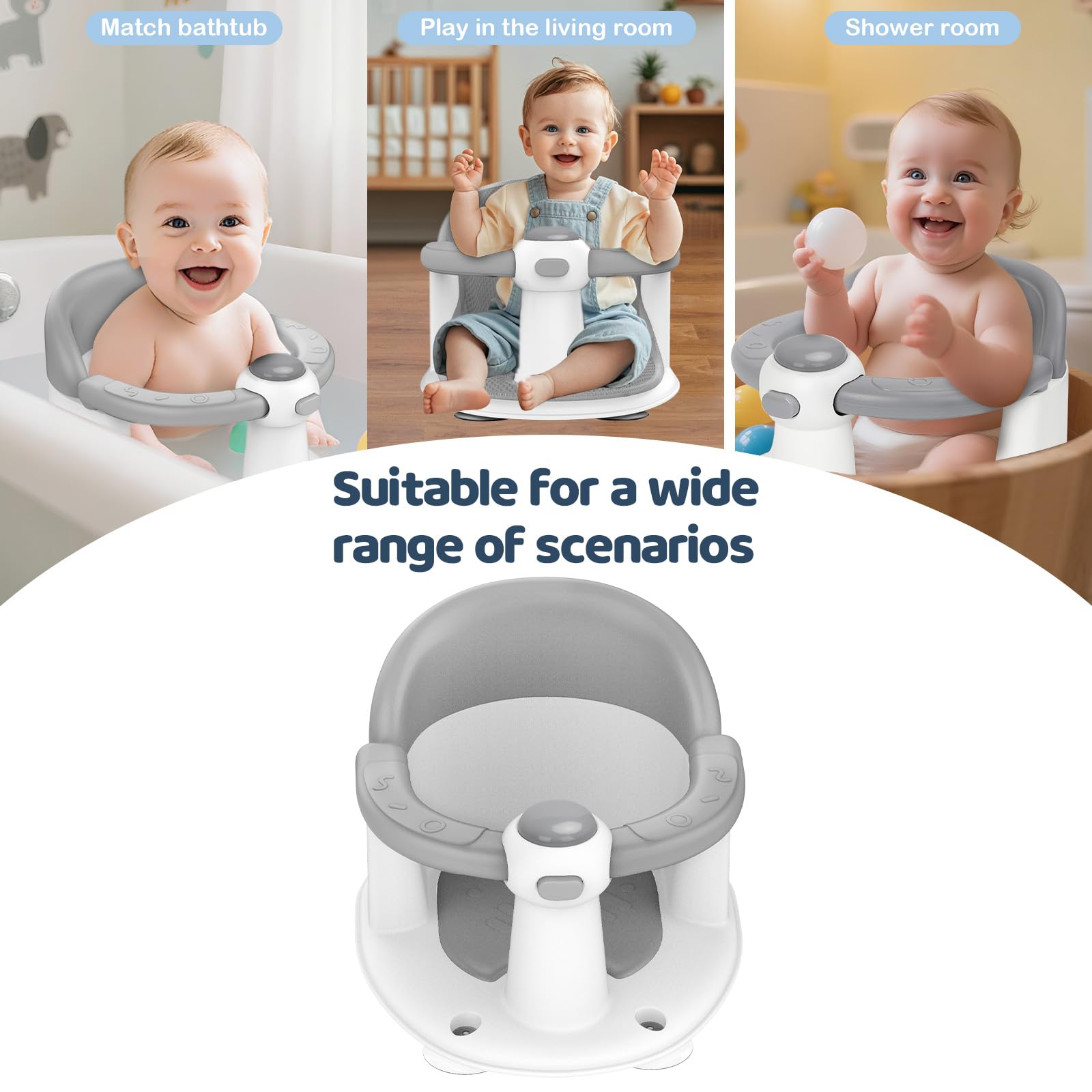TOSGN bath seat in tub enables easy, mess-free bathing