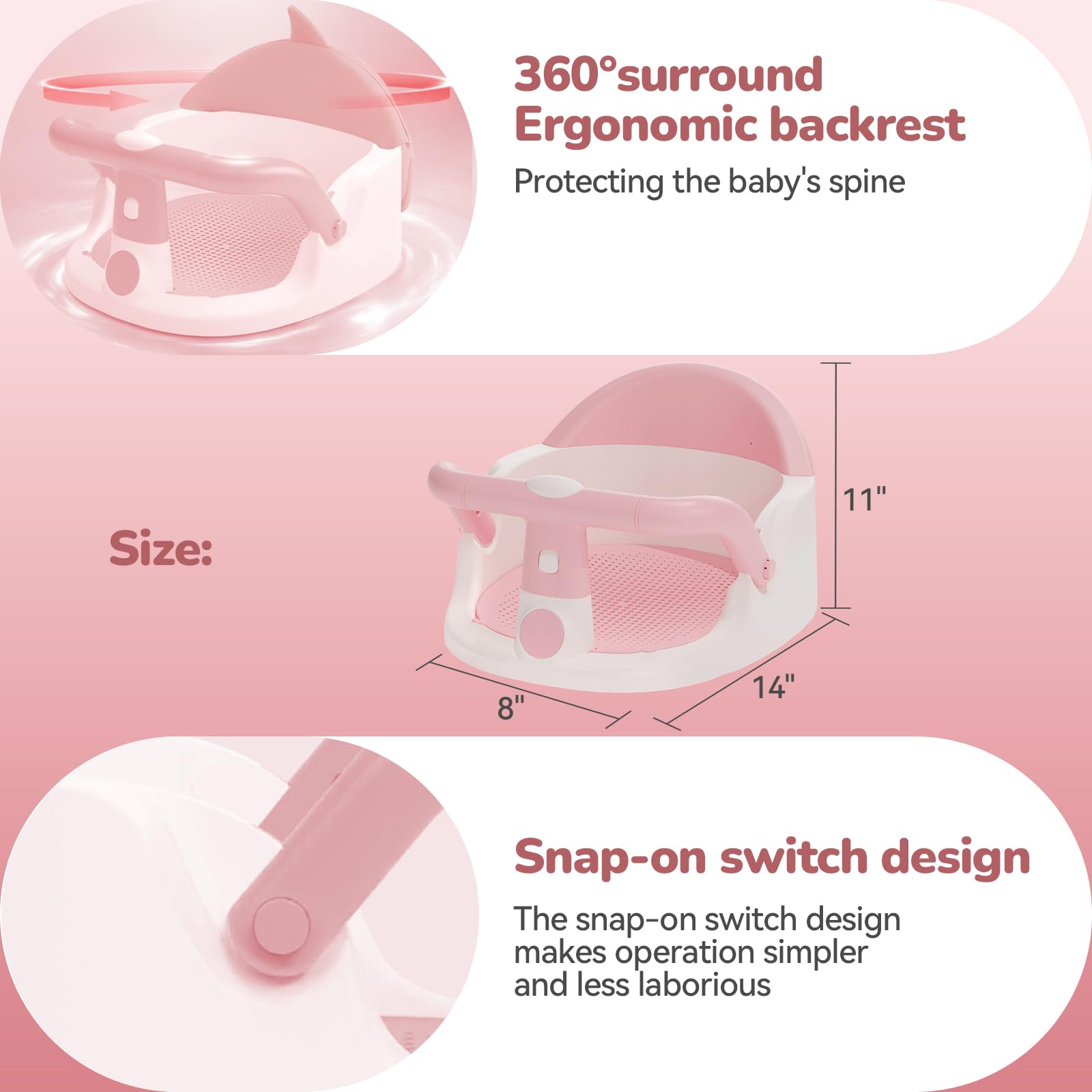 TOSGN bath seat travel setup showing portable and lightweight design