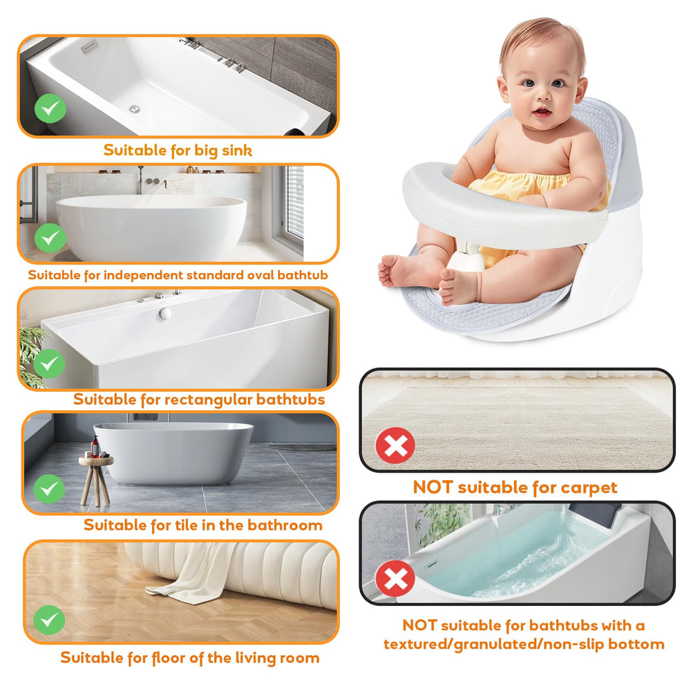 TOSGN Bath seat safety backrest supports baby comfortably