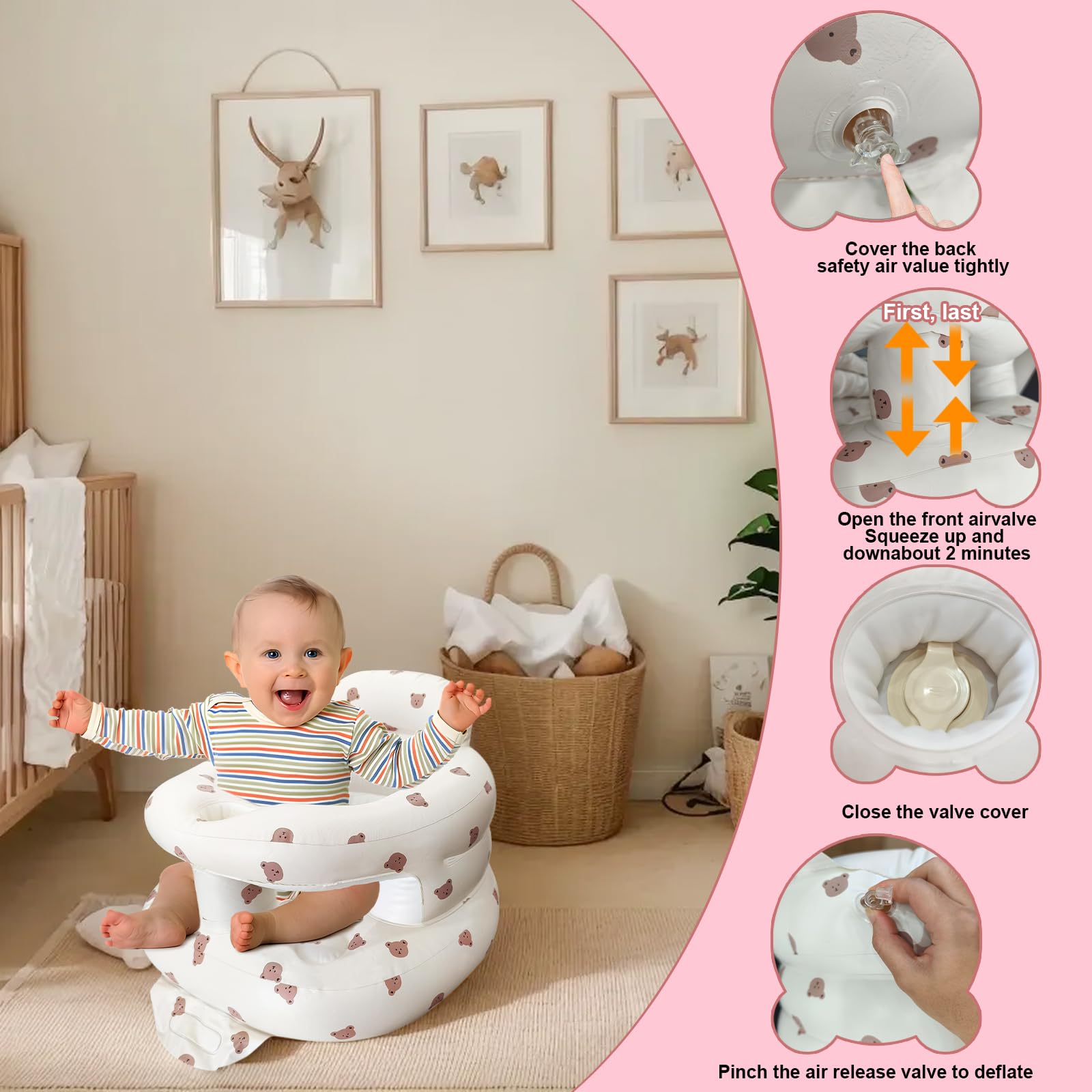 TOSXW Bear easy-clean surface wipes clean after meals or play.