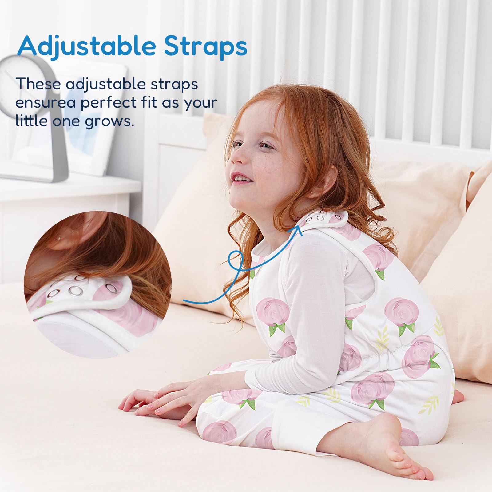 TotAha adjustable ankle cuffs enhance fit as baby grows.