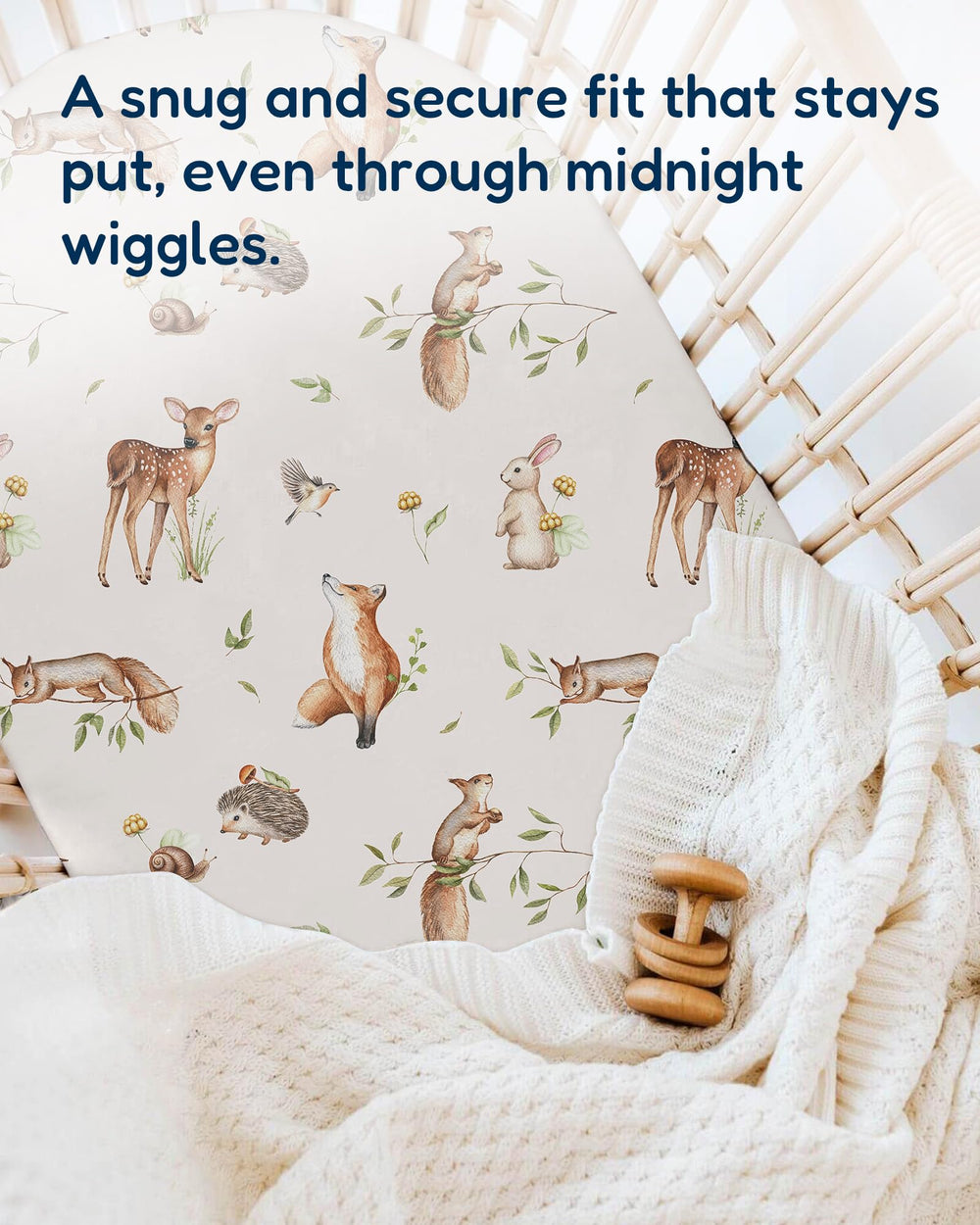 TotAha bassinet sheet in calming colors for a soothing space