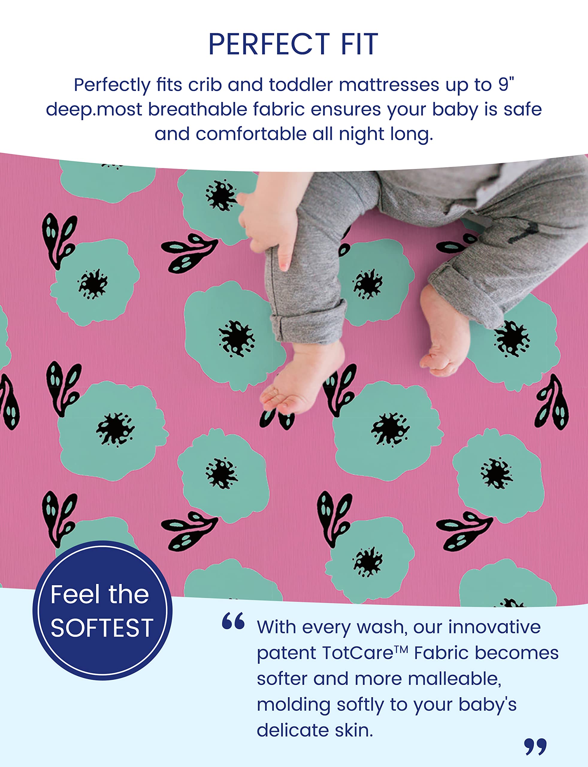 TotAha Breathable all-season crib sheets promote cool, comfortable sleep