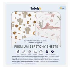 TotAha Cactus Crib Sheets pack, ideal for quick changes and fresh sleeps