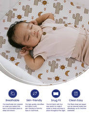 TotAha Cactus Crib Sheets soft-weave close-up, silky touch for baby comfort
