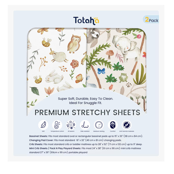 TotAha changing pad cover in buttery-soft jersey knit, gentle on baby skin.