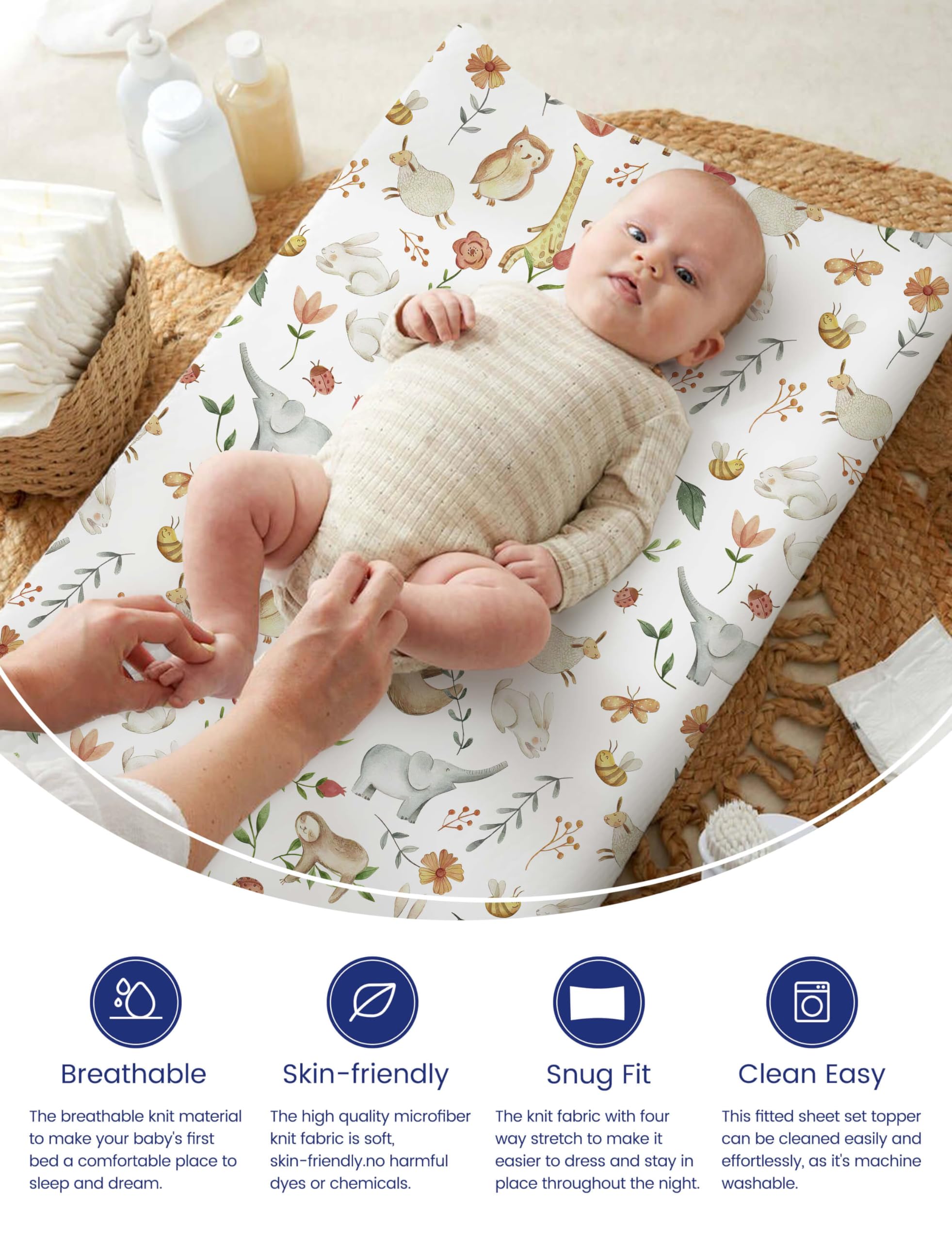 TotAha 5-inch deep pocket secures the changing pad for a snug fit.