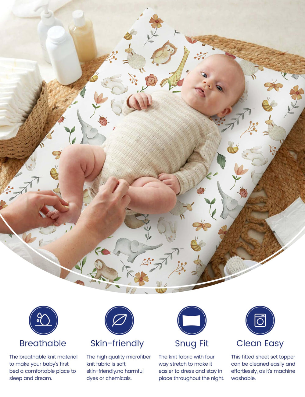 TotAha 5-inch deep pocket secures the changing pad for a snug fit.