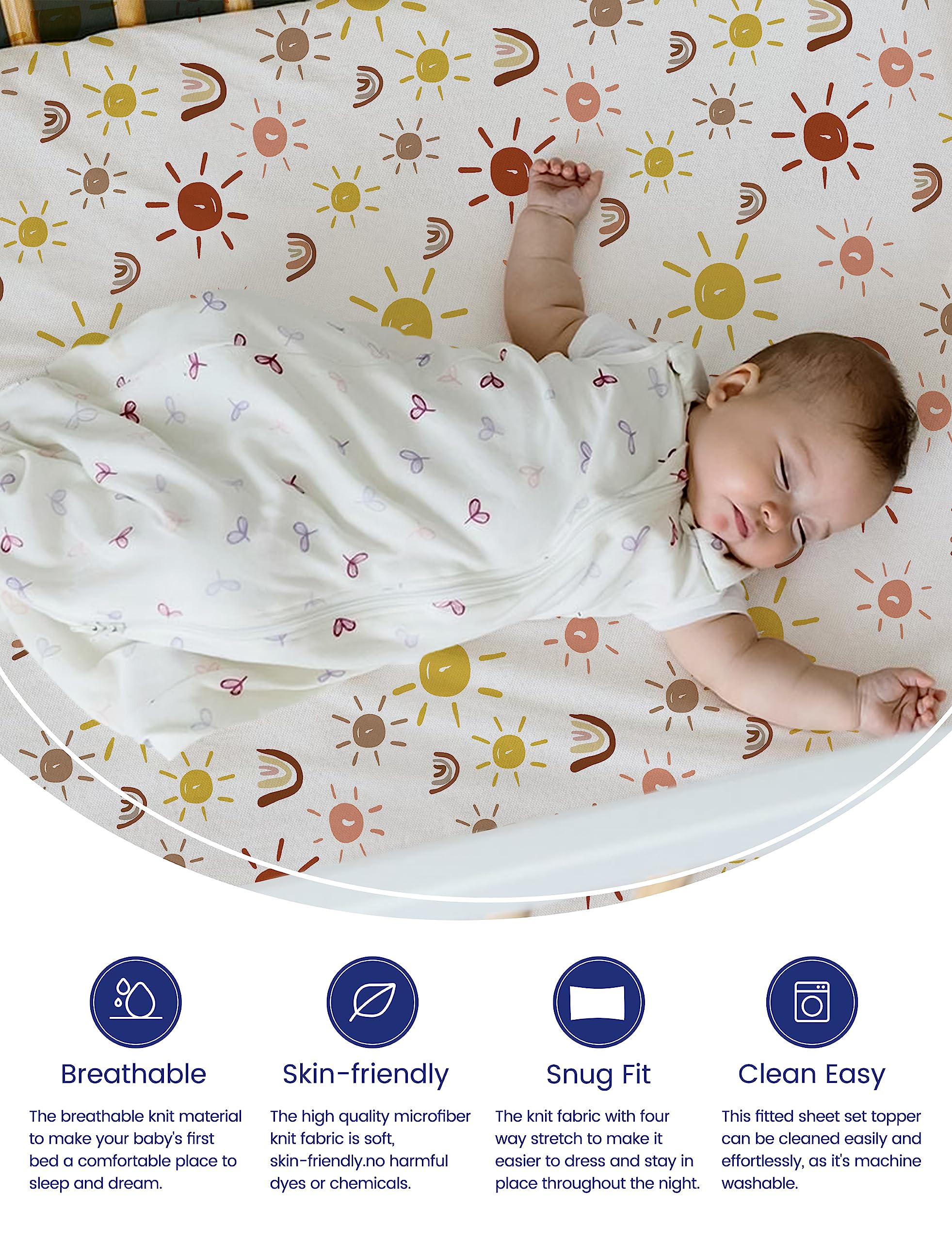 TotAha hypoallergenic crib sheet with extra-deep pocket fits securely