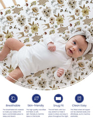 TotAha bear-design crib sheets close-up, silky finish for cozy diaper changes.