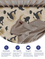 TotAha 9-inch deep pocket keeps sheets snug on standard cribs.