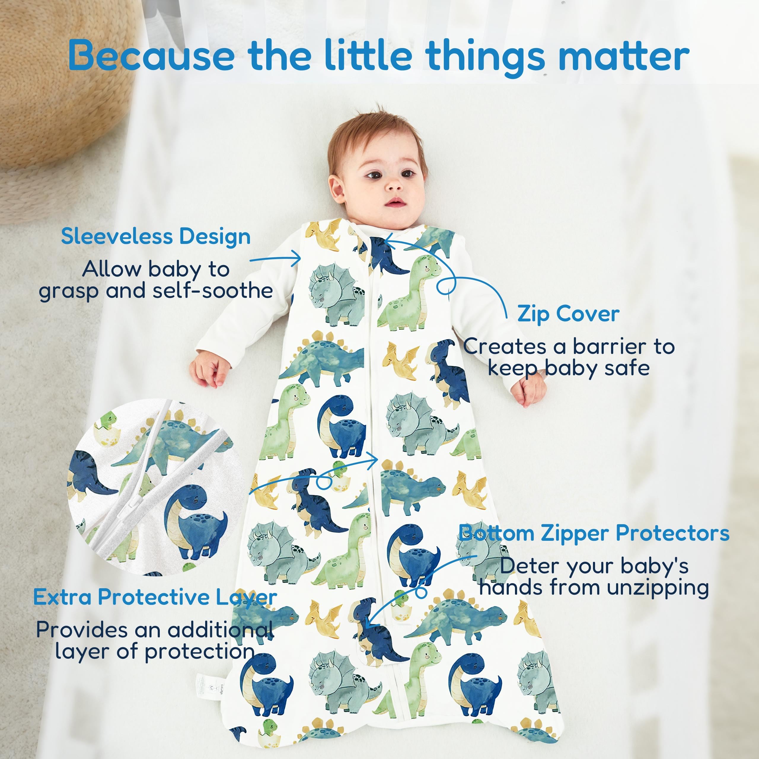 TotAha Sleep Sack design provides roomy hip space for comfortable movement.