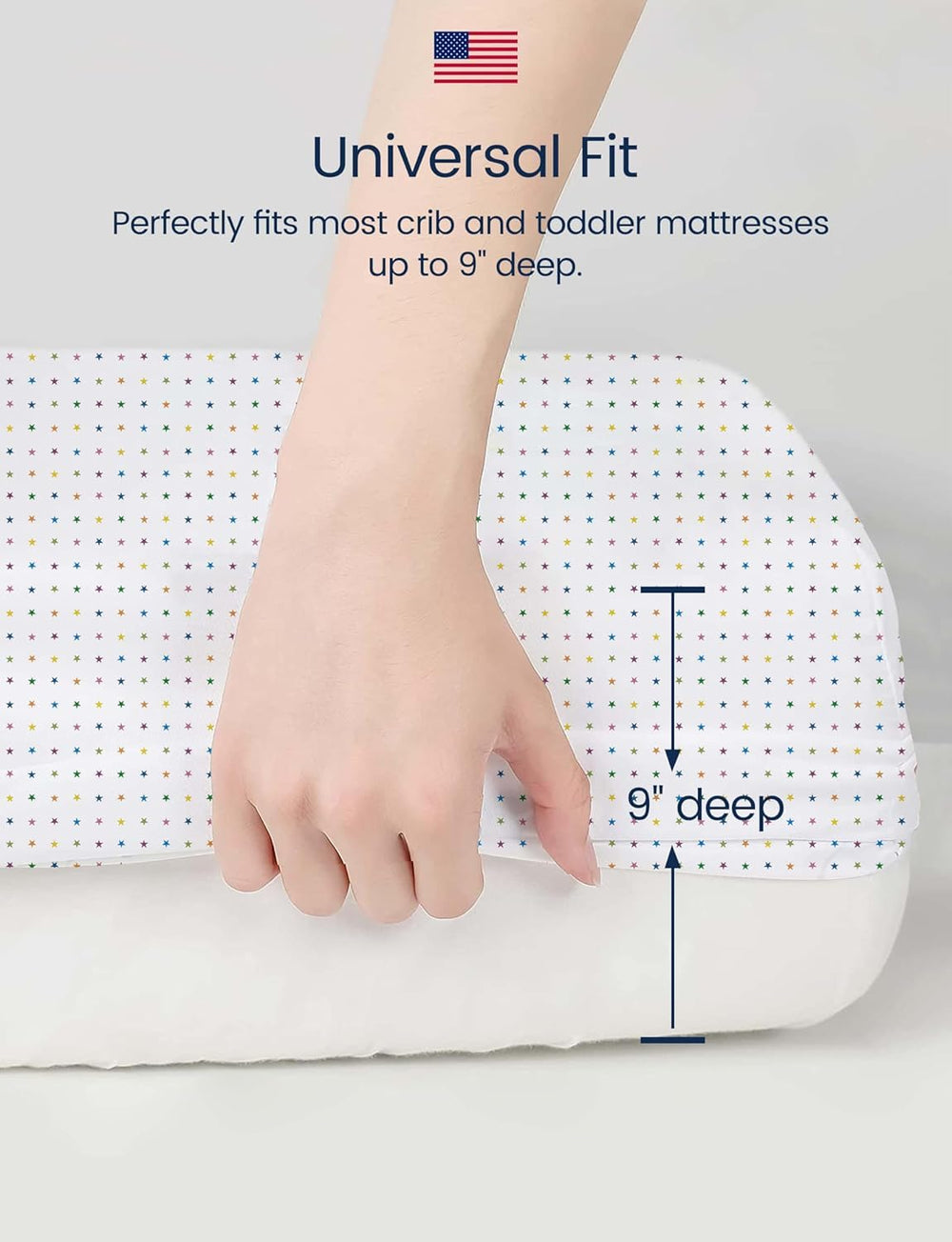 Easy-care TotAha crib sheets showing durable, long-lasting fabric