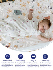 TotAha fitted crib sheet soft touch ensures snug fit and gentle on baby skin.