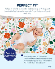 TotAha floral crib sheet 9-inch pocket snug fit for standard mattresses