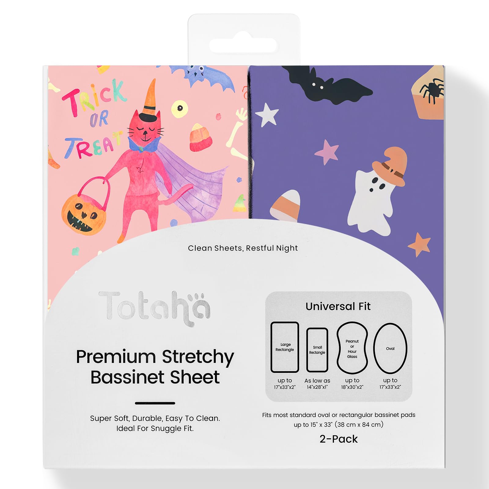 TotAha Halloween bassinet sheets pink pumpkin prints 2-pack for a festive nursery