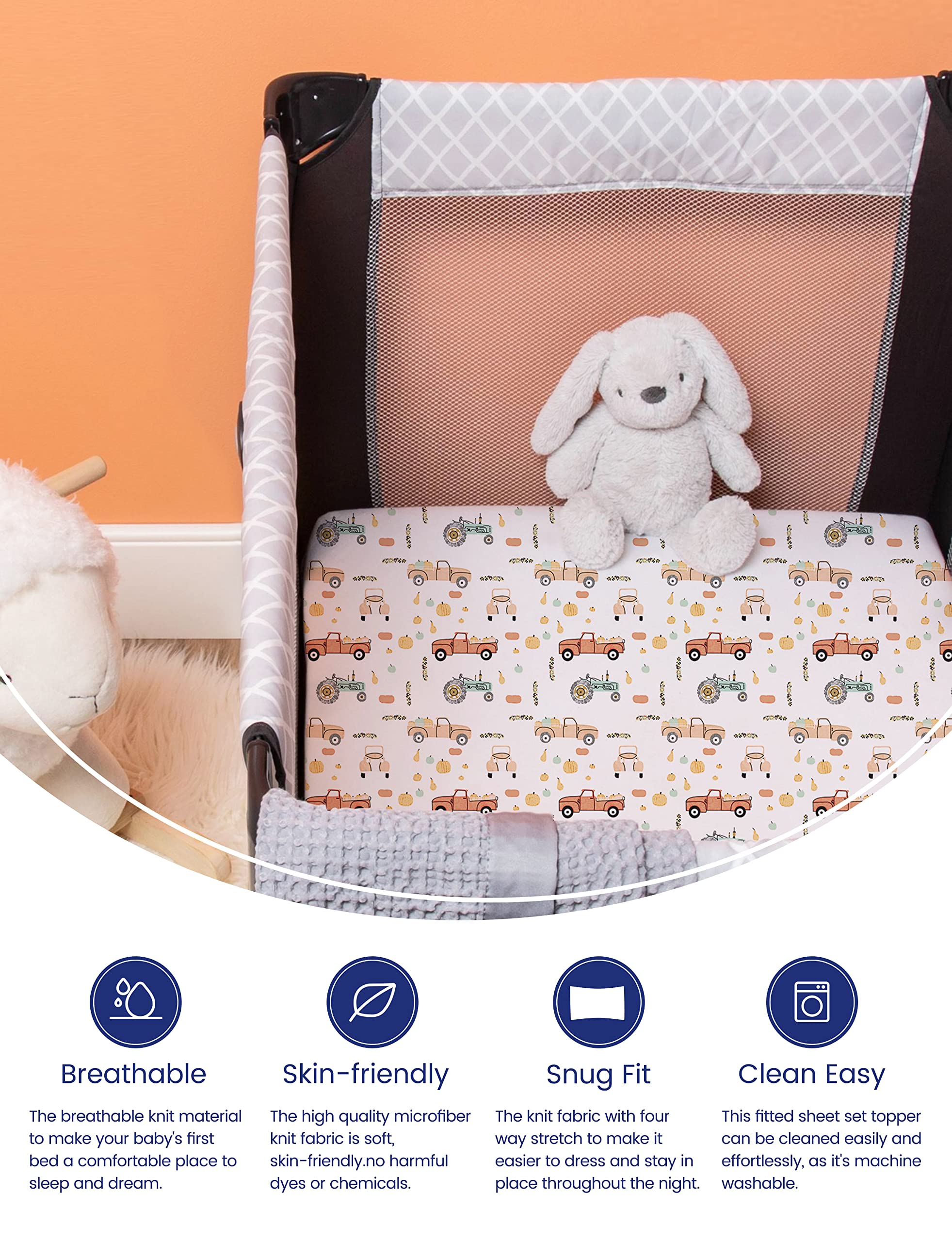 Hypoallergenic baby sheets promote breathable, comfortable naps.