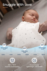TotAha Light Sleep Sack with 2-way zip guards supports easy changes and safe access.