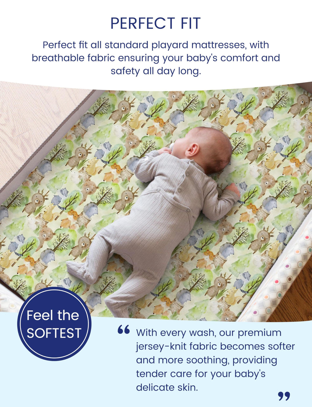TotAha mini crib sheet with cute deer pattern adds playful comfort.