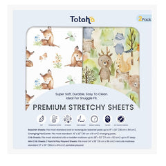 TotAha mini crib sheet with forest bear pattern offers cozy, breathable sleep.