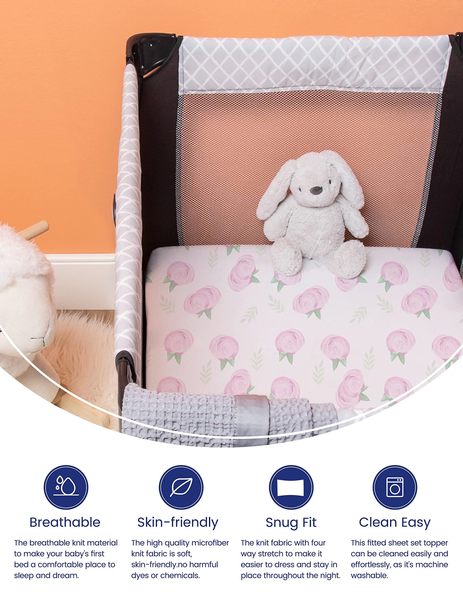 TotAha mini crib sheets offer silky softness for restful nights.