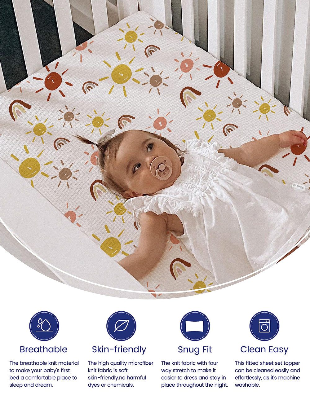 TotAha pack-n-play mattress sheets offer a silky feel for long, cozy baby nights.