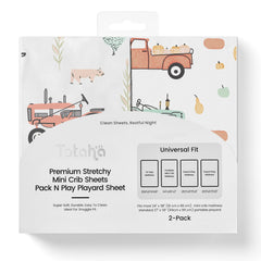 TotAha premium sheets with pumpkin pattern provide a cozy crib sleep surface.