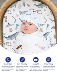 TotAha 2-pack bassinet sheet display, easy-to-swap setup.