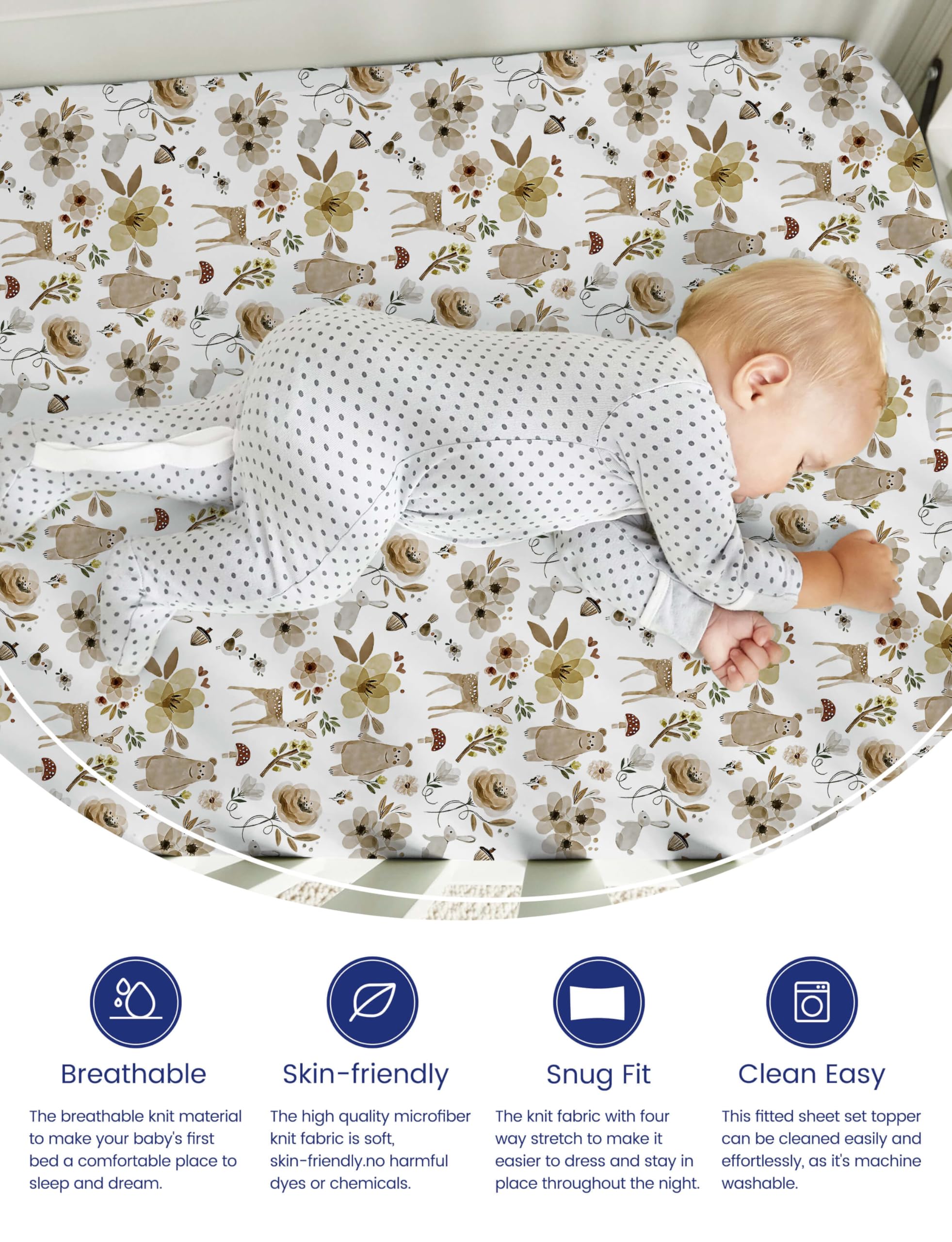 TotAha Premium Soft Pack n Play Sheets Cute Bear, silky touch.