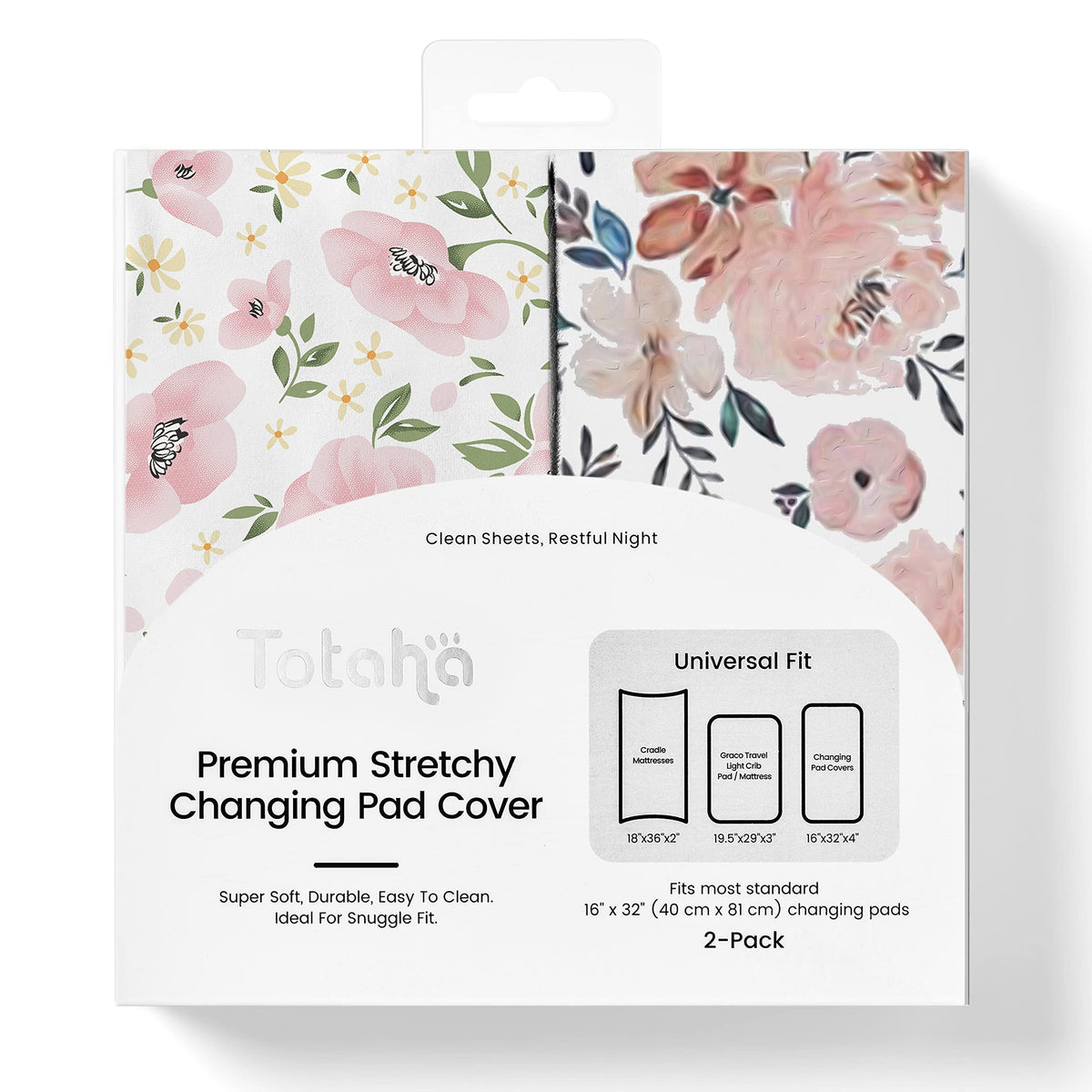 TotAha Premium Stretchy Changing Pad Cover 2-pack offers hypoallergenic softness for baby changing