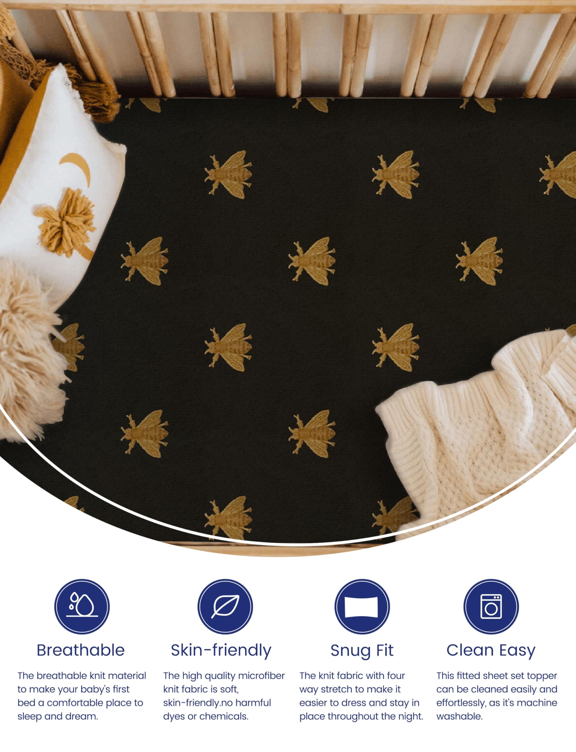TotAha animal print crib sheet showcases snug fit with 9-inch deep pockets.