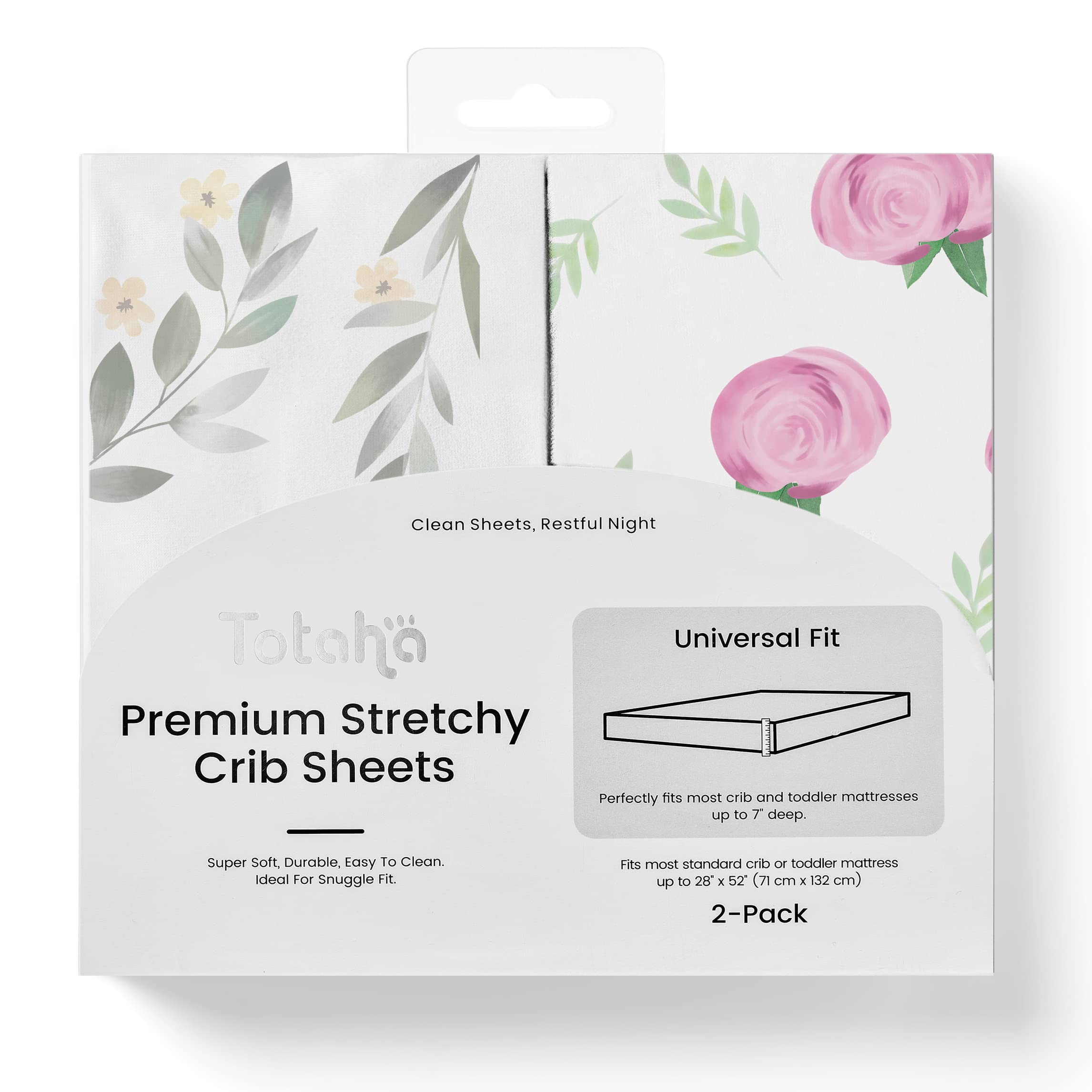 TotAha pink buds crib sheets - ultra-soft and breathable for baby sleep