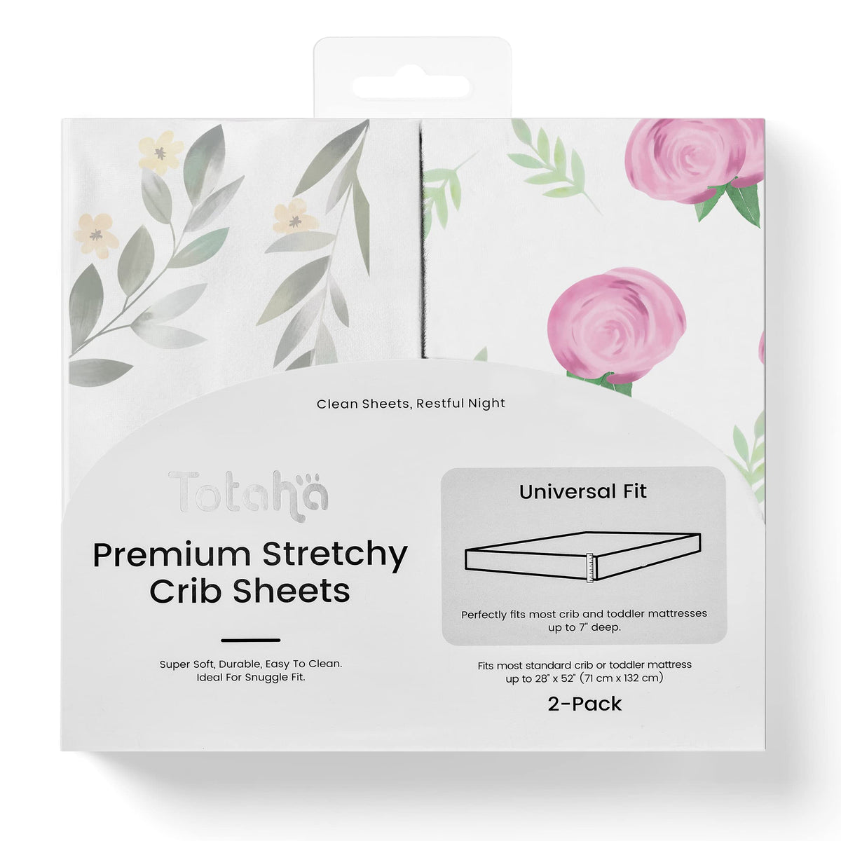 TotAha pink buds crib sheets - ultra-soft and breathable for baby sleep