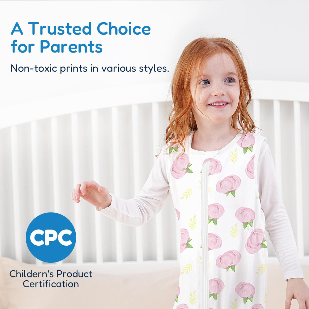 TotAha sleep sack worn over pajamas as a safe blanket alternative.