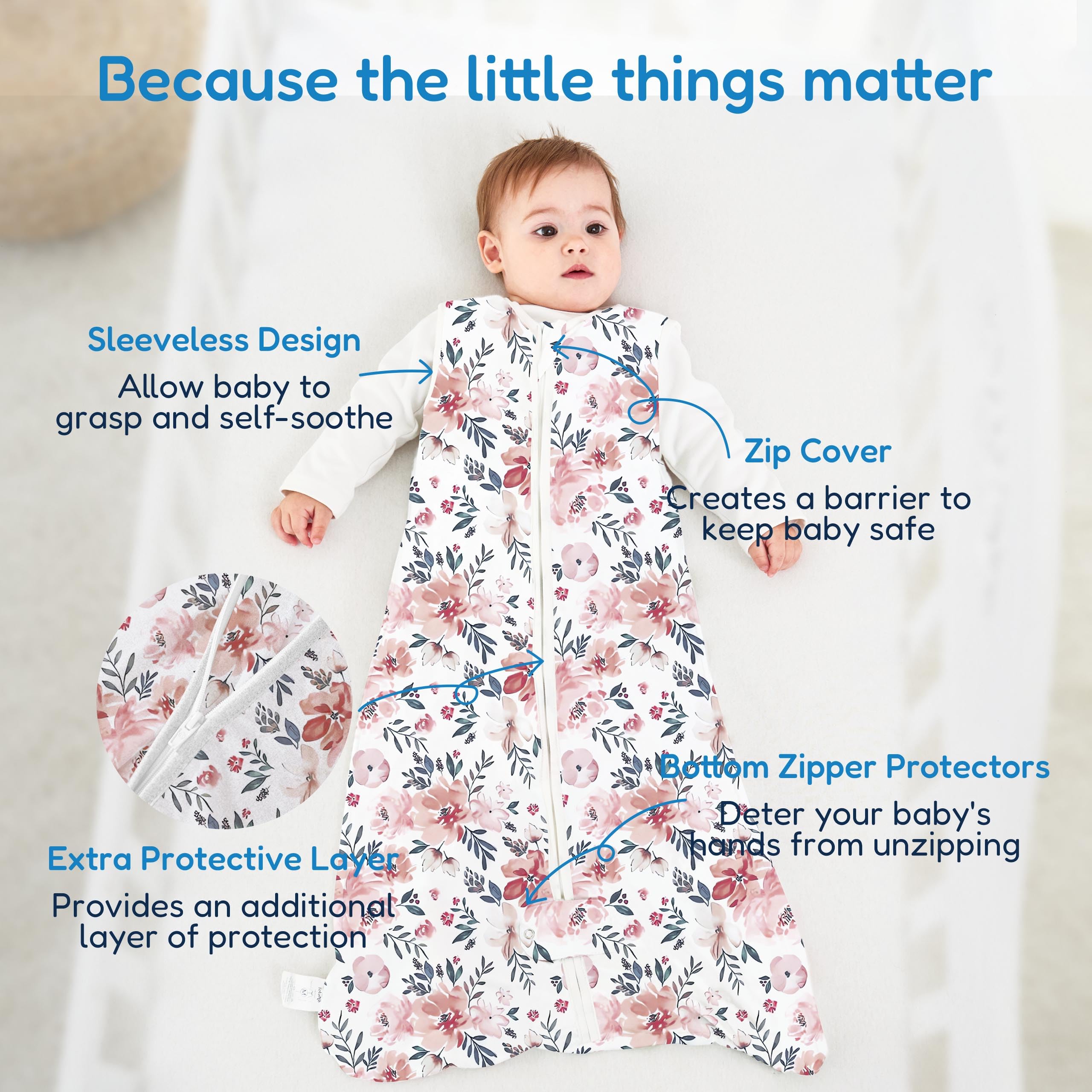 TotAha Sleep Sack back view shows roomy fit for safe, comfortable nights