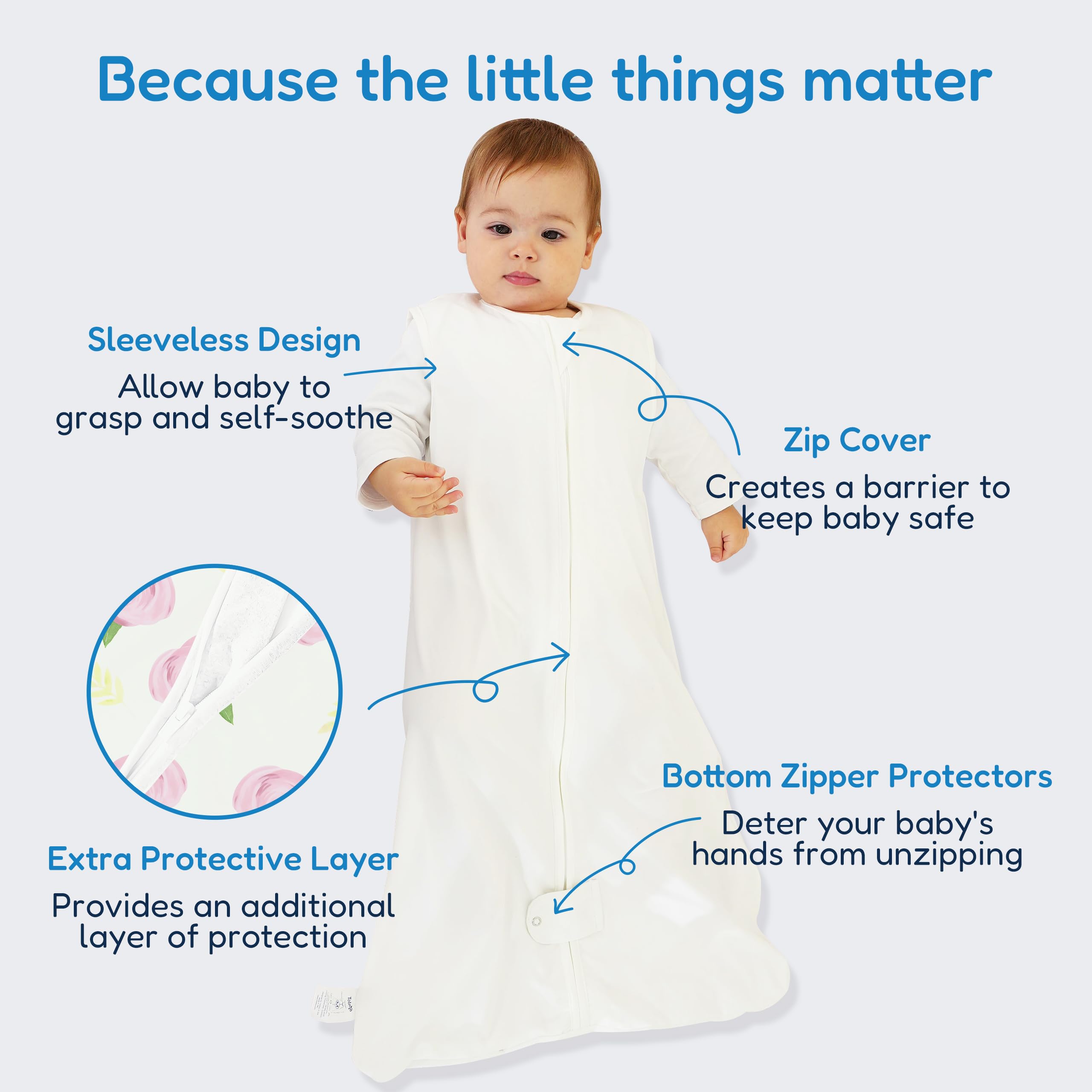 TotAha Sleep Sack chin guard detail protects skin during sleep
