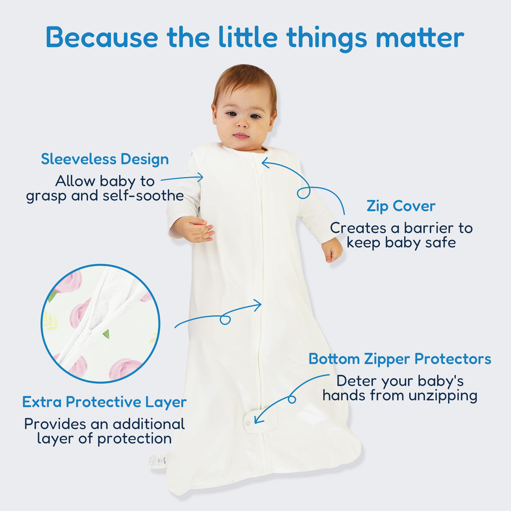 TotAha Sleep Sack hip-pouch design supports natural hip position for babies.