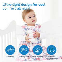 TotAha Sleep Sack zipper close-up demonstrates easy 2-way access for diaper changes