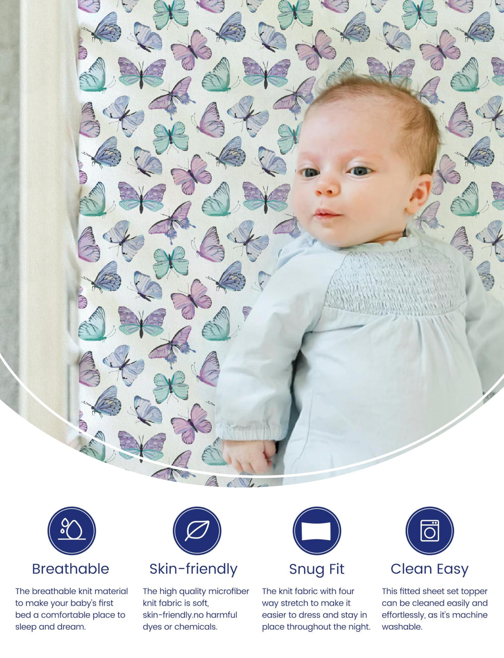 TotAha soft crib sheets close up fabric weave shows TotCare fibers for gentle daily use
