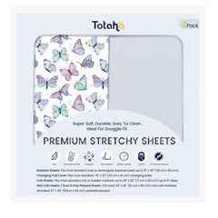 TotAha soft crib sheets purple butterfly full set on mattress for a cozy night