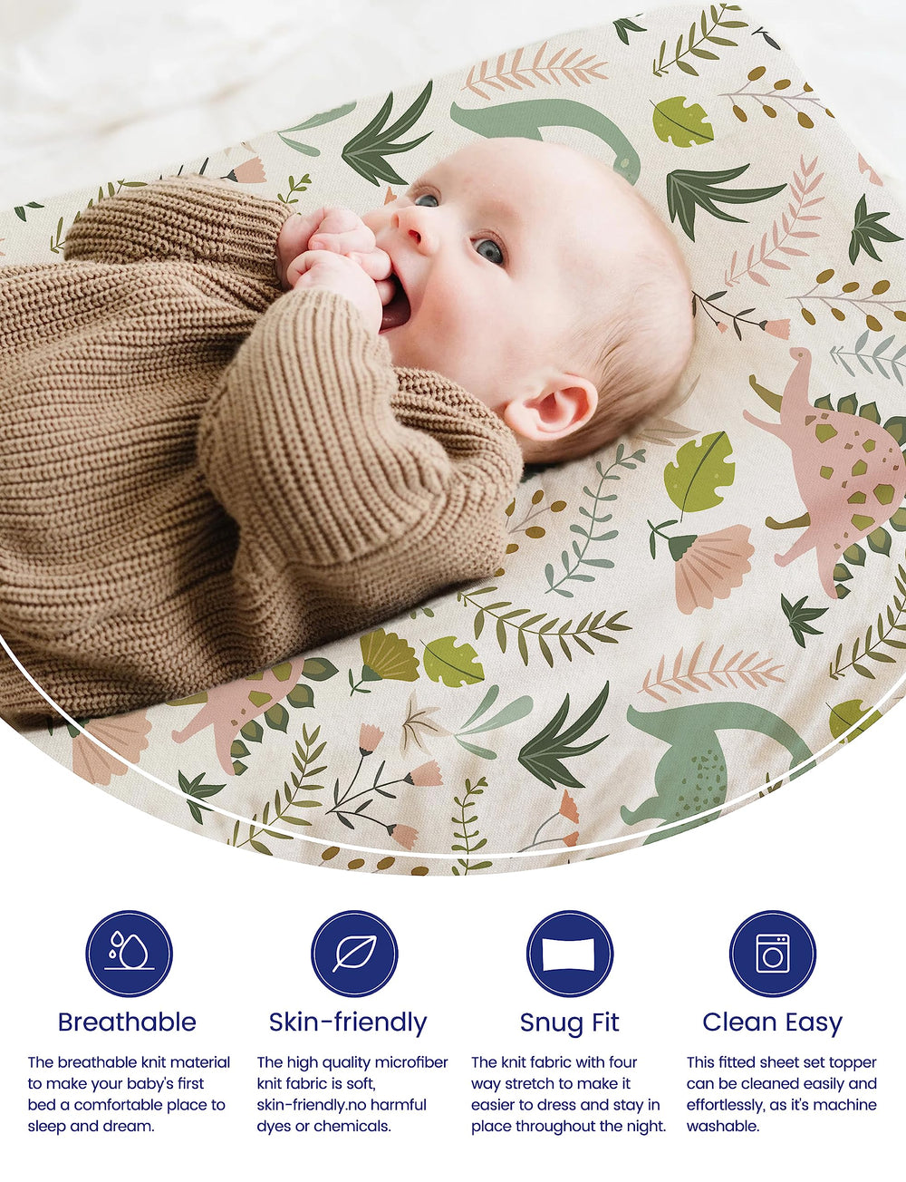TotAha stretchy jersey knit changing pad cover ensures smooth diaper changes.