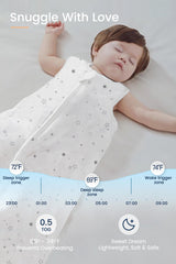TotAha sleep sack showing 2-way zipper for easy diaper changes